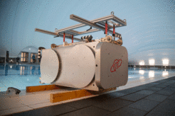 Ready for testing: The model of the Icarus antenna at the leisure and wellness center in Konstanz.