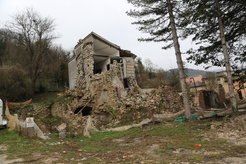 Damage following an earthquake in northern Italy.